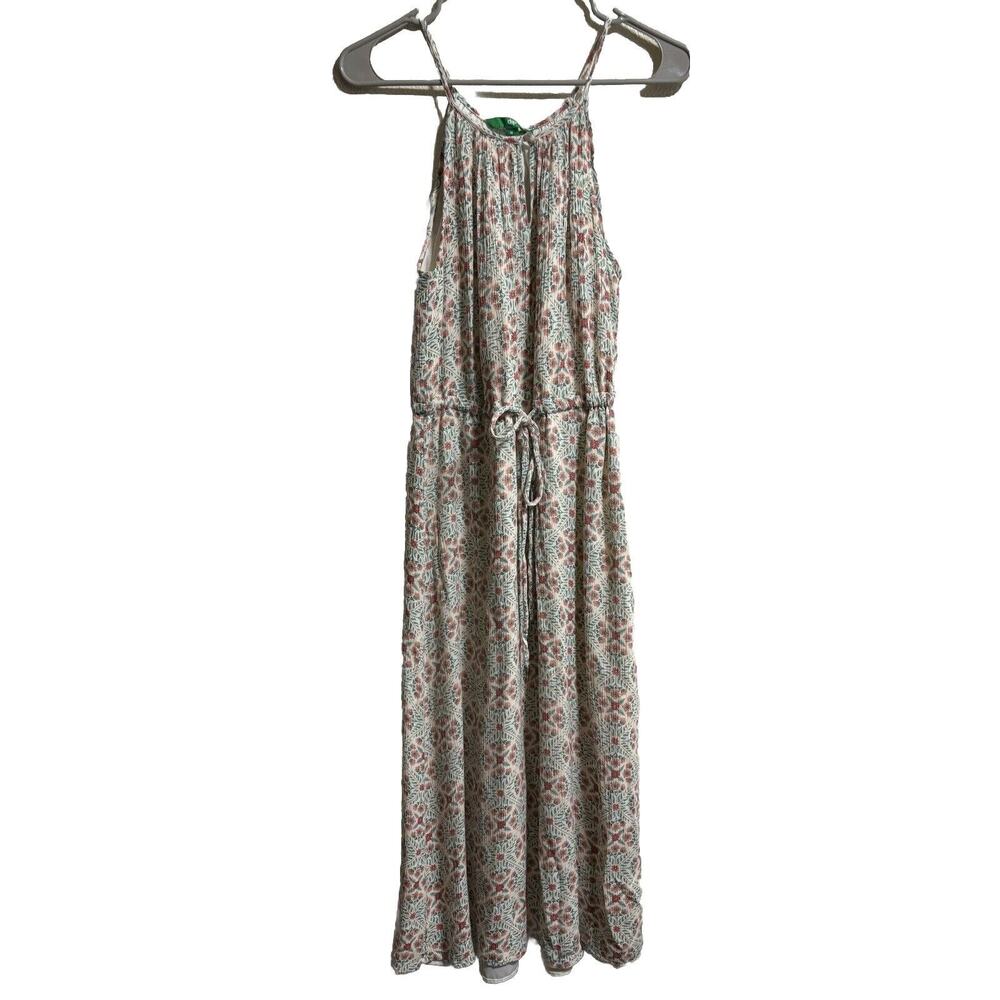 Halter Maxi Dress Lined Viscose Cottagecore Prairie Boho Resort Women’s Size M